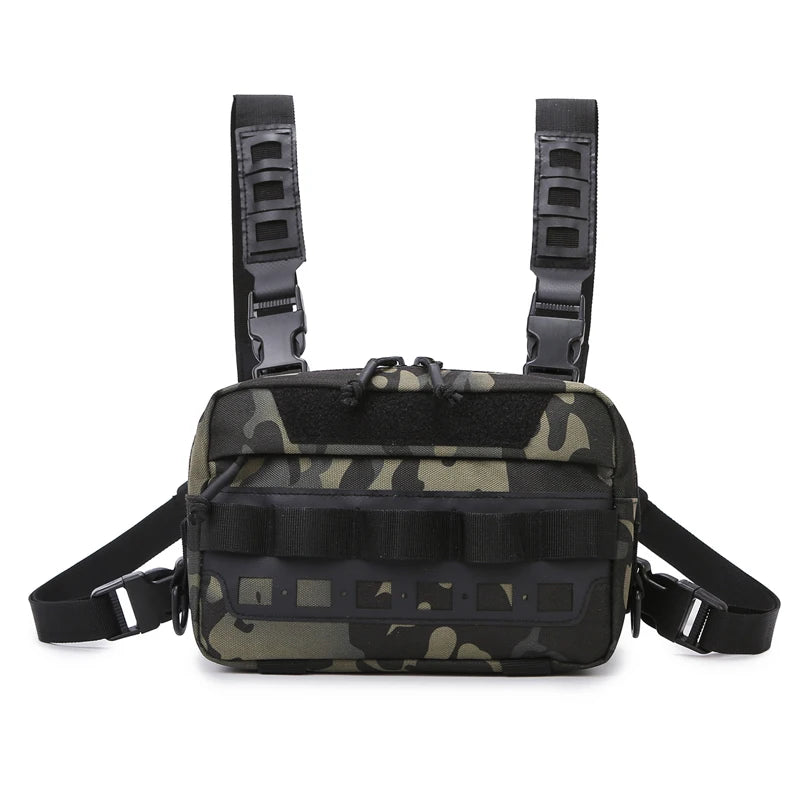 Men’s Camo Fishing Vest Bag – Multi-Pocket Utility Chest Pack for Outdoor Fishing, Hiking & Hunting