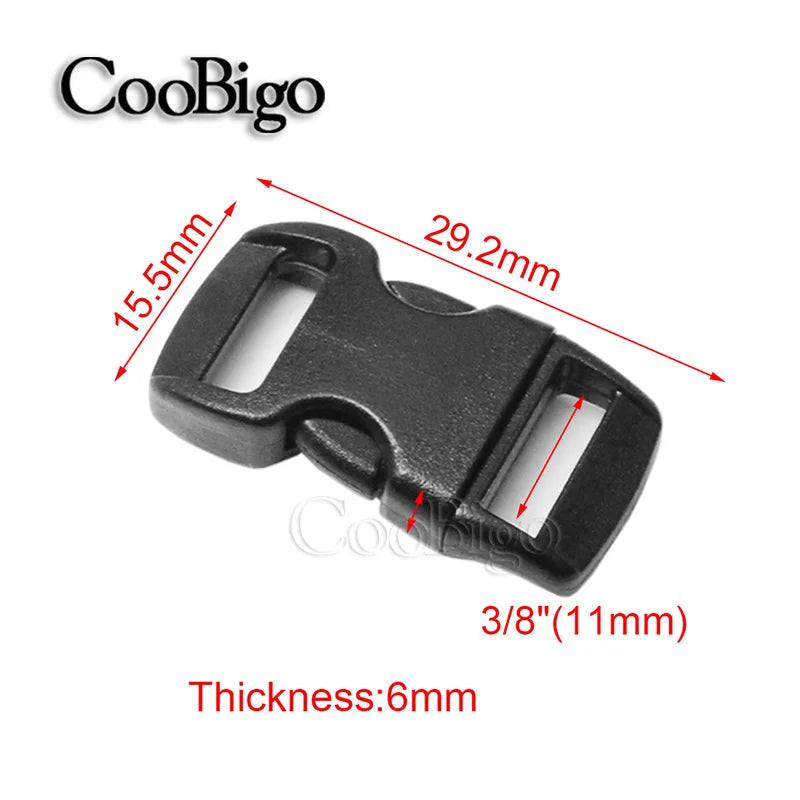 Durable Plastic Curved Buckles for Paracord, Backpack Straps & Outdoor Gear (10mm–25mm)