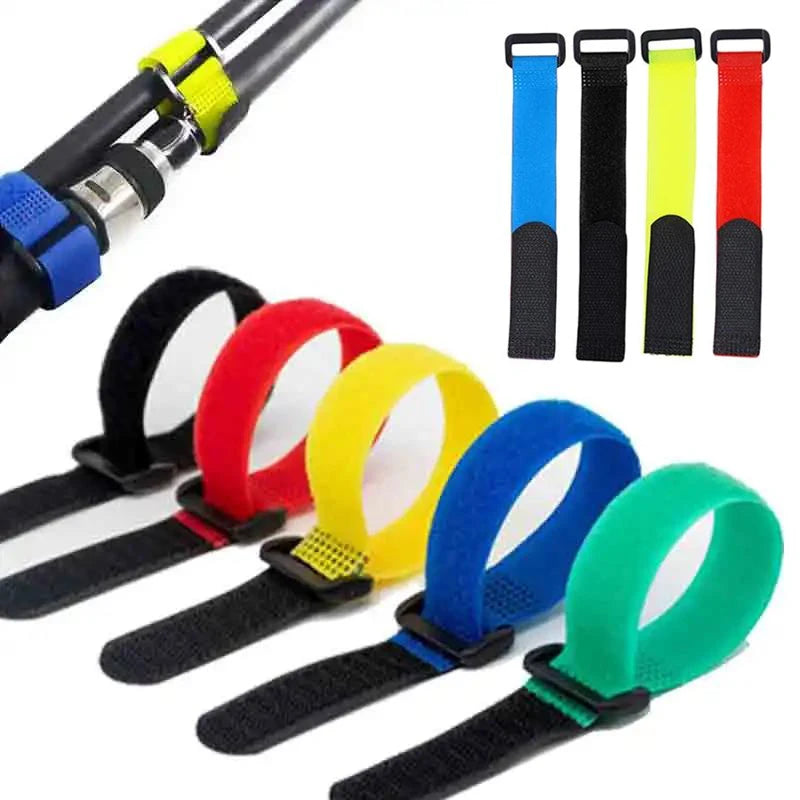 Fishing Rod Tie Holder Strap – Hook & Loop Fastener Wrap Band for Outdoor Fishing Rod Organization