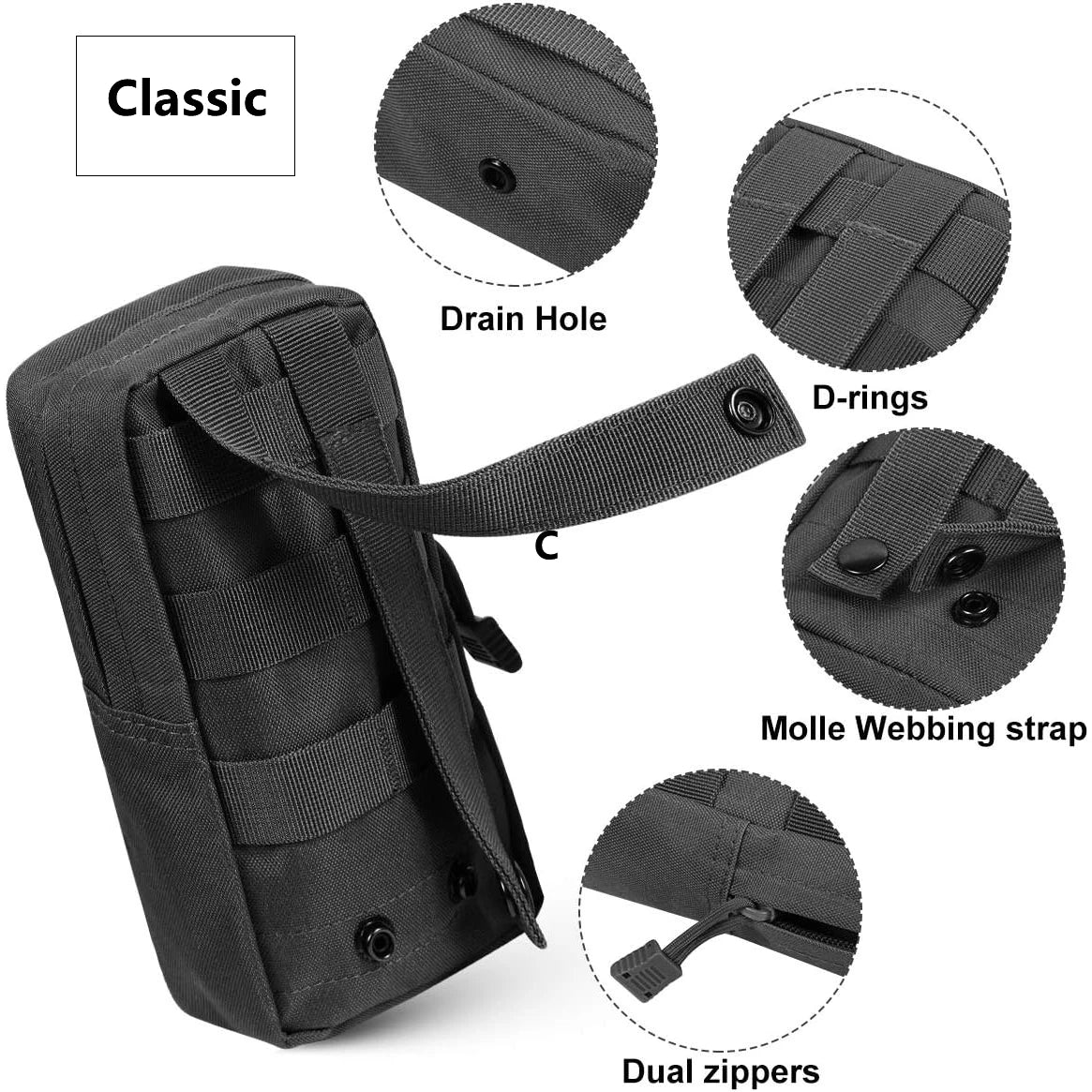 MOLLE Tactical EDC Waist Pouch – 600D Oxford Utility Pack for Outdoor Camping, Hunting, Hiking & Backpack Attachment