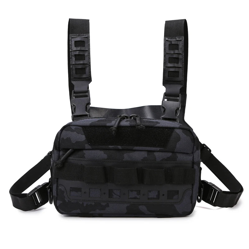 Men’s Camo Fishing Vest Bag – Multi-Pocket Utility Chest Pack for Outdoor Fishing, Hiking & Hunting