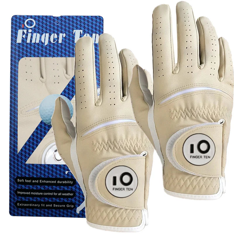 Oneside Men's PU Leather Golf Gloves — All-Weather (2 Pack)