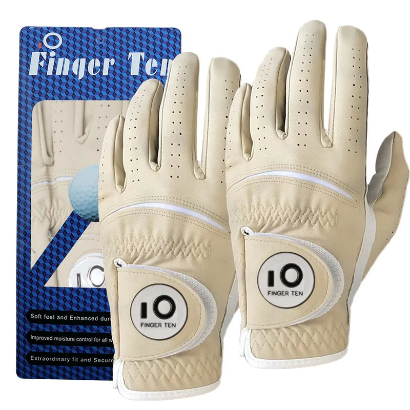 Oneside Men's PU Leather Golf Gloves — All-Weather (2 Pack)
