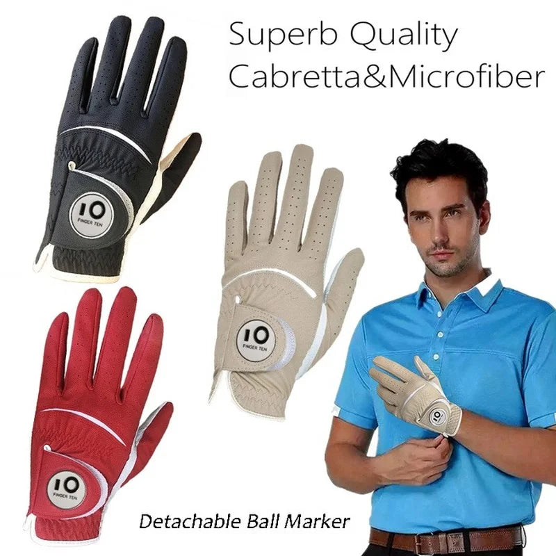Oneside Men's PU Leather Golf Gloves — All-Weather (2 Pack)