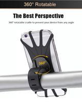Silicone Bike Phone Holder – 360° Rotatable Universal Mount for 4–6" Phones