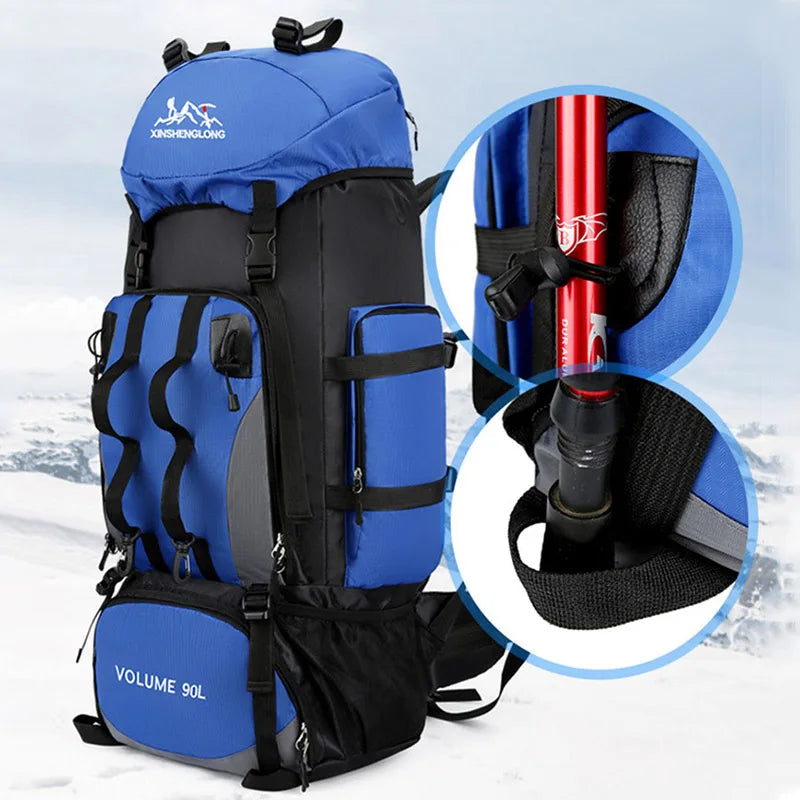 90L Waterproof Hiking & Camping Backpack – Large Capacity Outdoor Rucksack