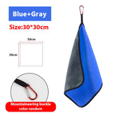 30×30cm Thickened Cotton Fishing Towel – Outdoor Cleaning Towel with Safety Buckle Hook for Rod, Hand & Gear Wipe