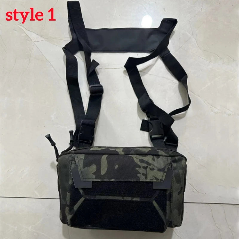 Men’s Camo Fishing Vest Bag – Multi-Pocket Utility Chest Pack for Outdoor Fishing, Hiking & Hunting